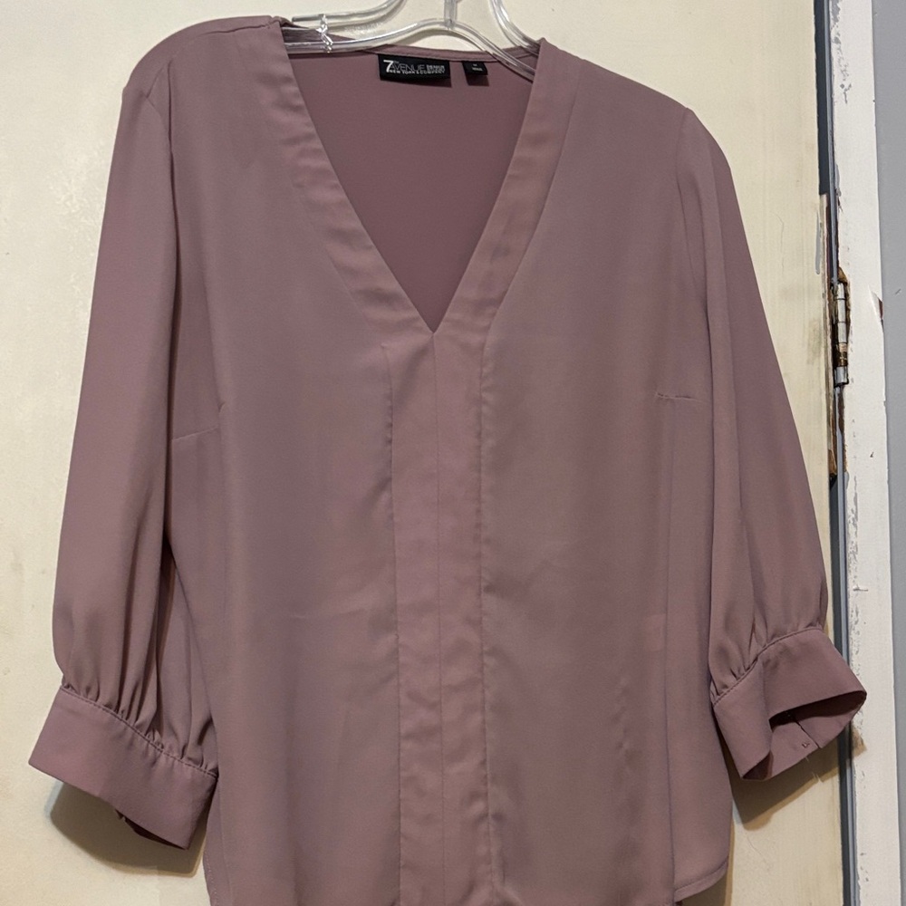 Zara Mauve V-Neck Blouse